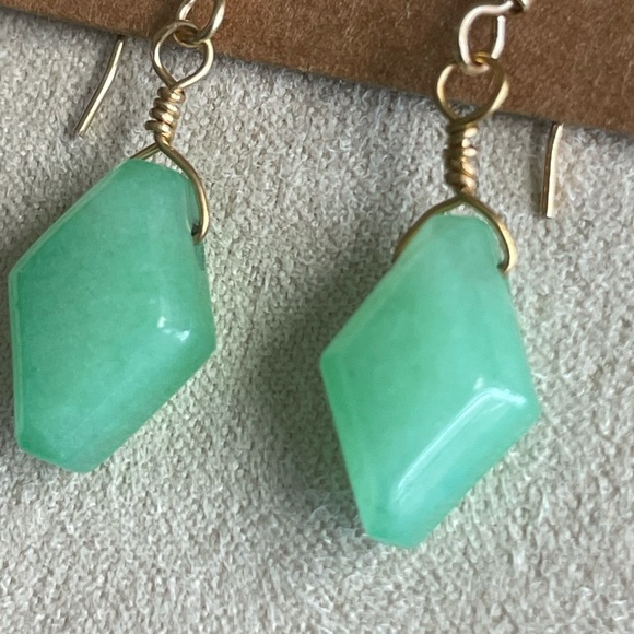 Natural Green Aventurine Earrings – Gold-Filled Wire Wrapped Handmade Dangle - Picture 10 of 10